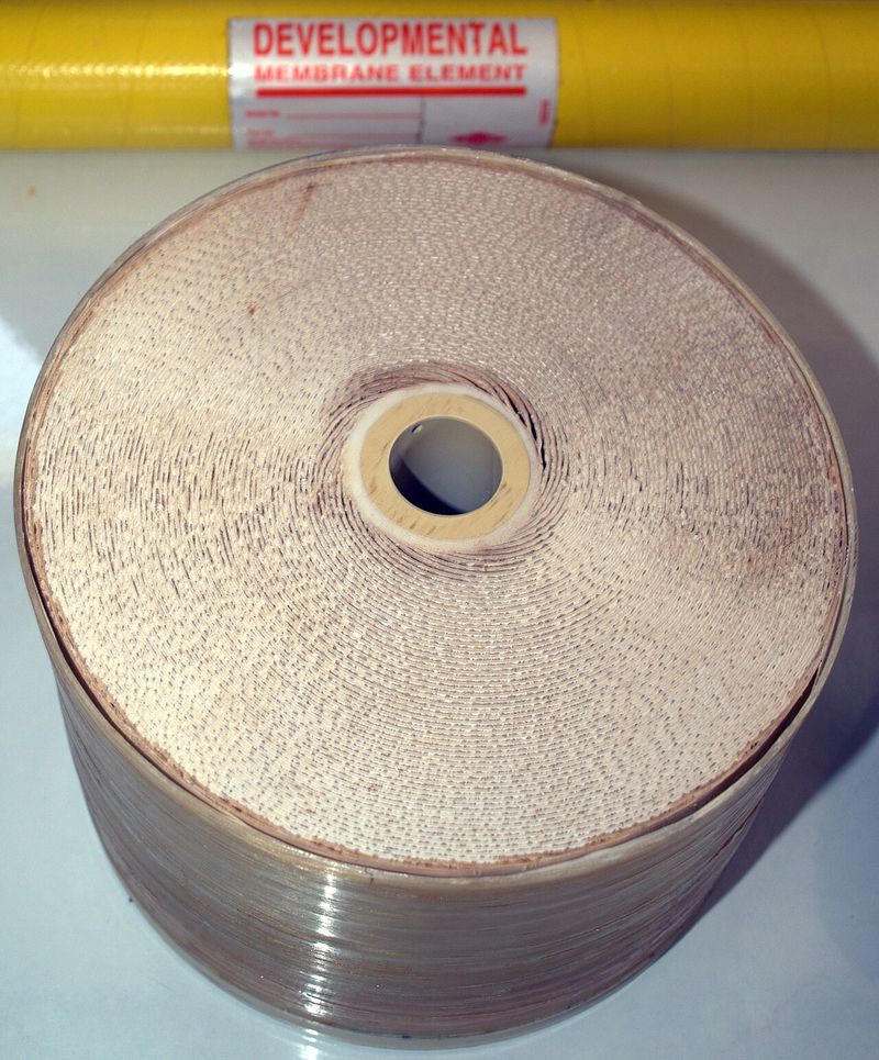 Cross-section of a spiral-wound reverse osmosis membrane element